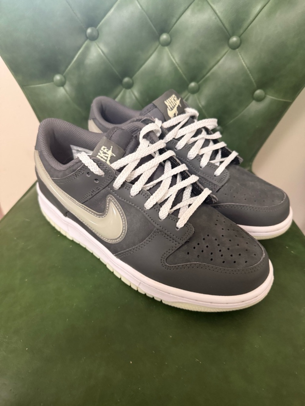 Nike Kids Gray Suede Low Dunks Glow in the Dark Sneakers